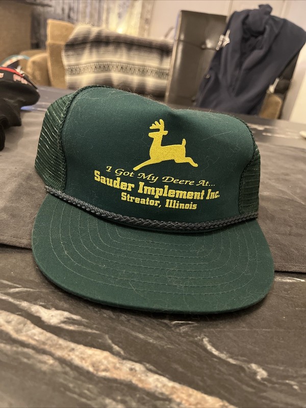 Vintage Green JOHN DEERE sauder implement in Hat Cap Mesh Rope Snapback