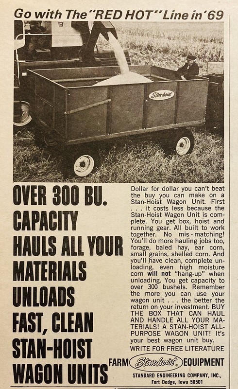 1969 AD.(XH78)~STANDARD ENGINEERING CO. FORT DODGE, IOWA. STAN-HOIST FARM WAGONS