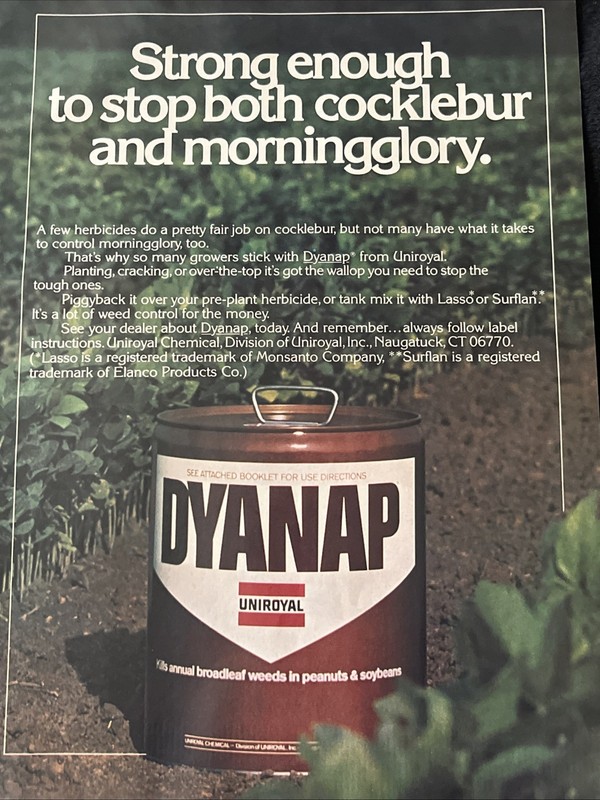 UNIROYAL Dyanap Herbicide Print Ad 8×11 1980 Farm Agriculture