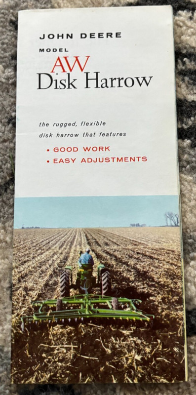 John Deere AW Disk Harrow For 1959 Brochure FCCA25