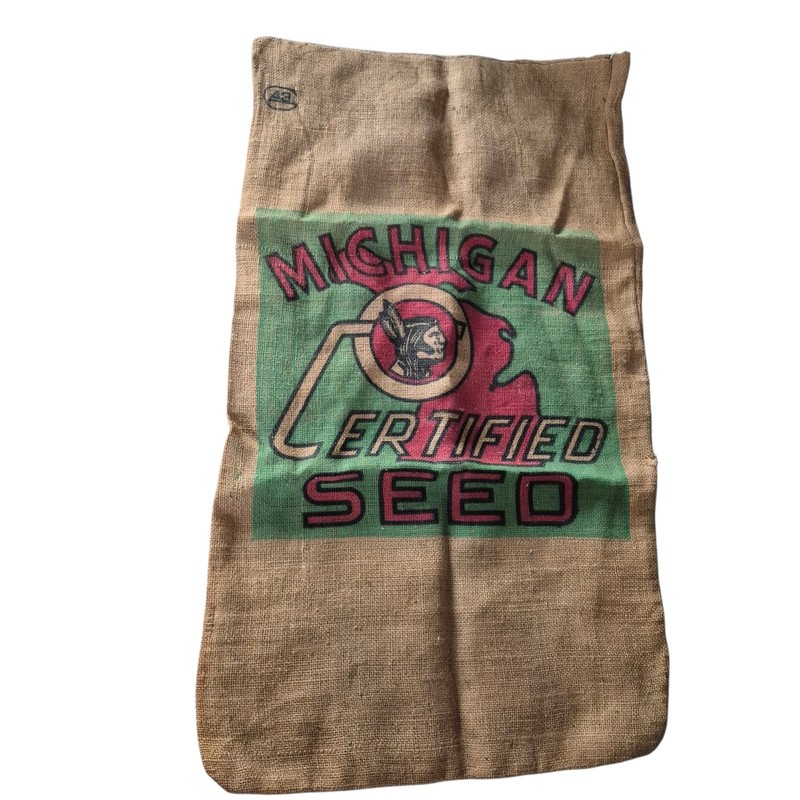 Vintage Michigan Certified Seed Burlalp Bag/Sack 35″L X 20″W