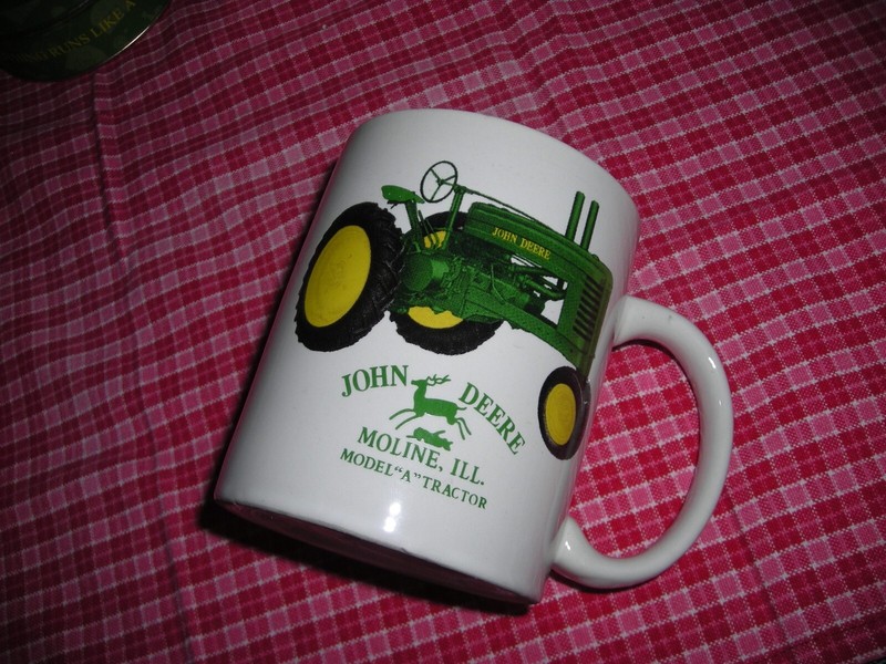 John Deere Model A Tractor Coffee Mug With Moline, ILL. On The Front