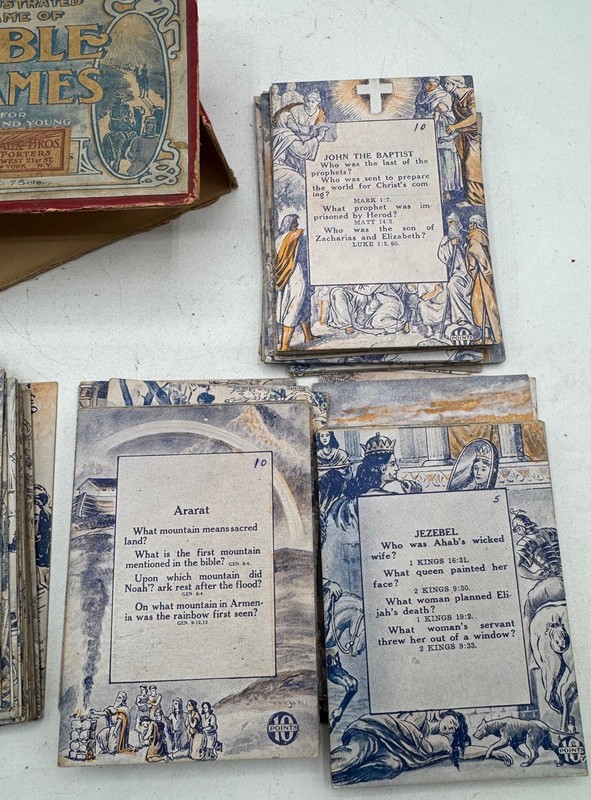 Antique Illustrated Game of Bible Names Card Game w/ Box (Box Rough) gallery