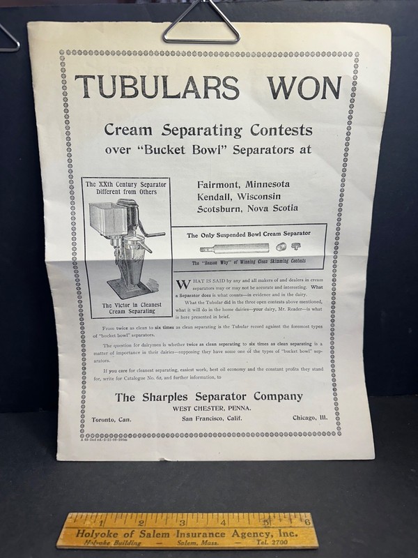 1903 Sharples Cream Separator Brochure, West Chester, PA