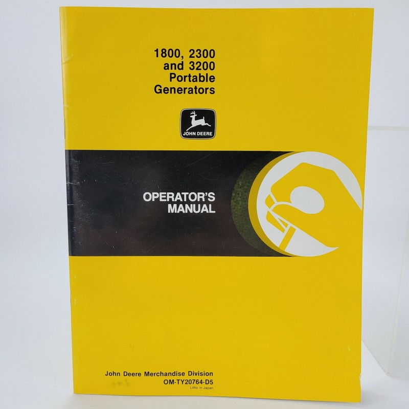 OEM John Deere Owner Operator’s Manual 1800 2300 3200 Portable Generators Guide