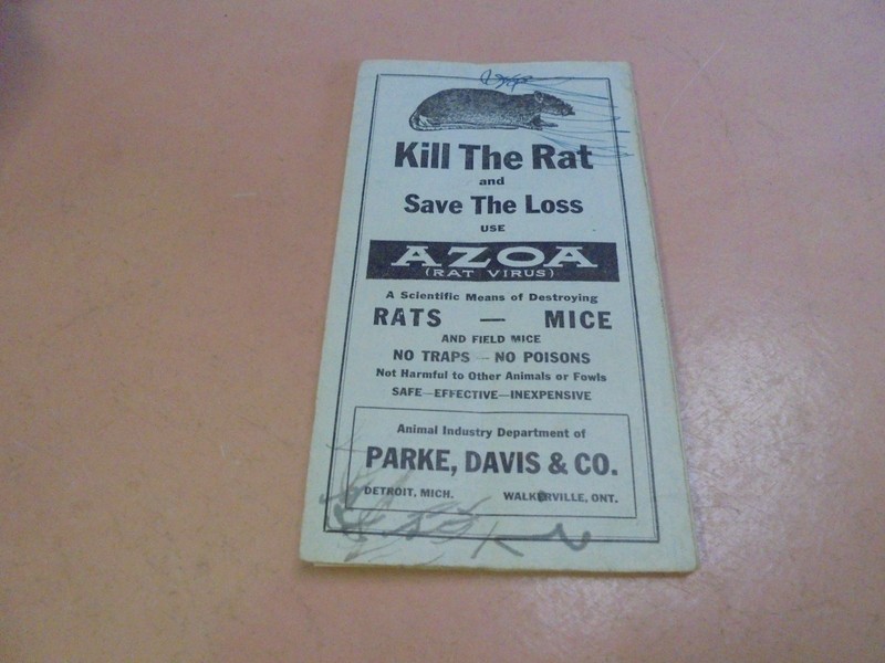Vintage 1927 Brochure Kill the rat and Save the Loss Azoa Rat Virus