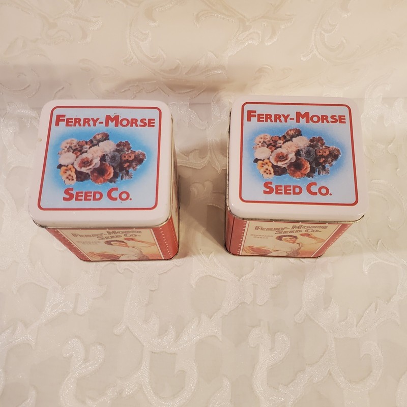 Pair of Ferry-Morse Seed Co. Standard Seeds Vintage Tins with Lids gallery