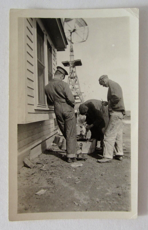 Vintage Eclipse Wood Windmill Farmers Plucking Chickens Snapshot Photo 1930s gallery