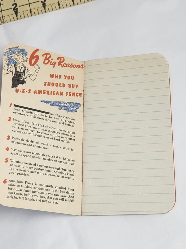 1946-47 USS American Fence Memorandum Book Boone Grove,IN NOS Patriotic gallery