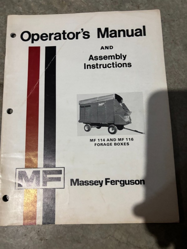 Massey Ferguson 114 116 Forage Wagon Box Operator’s Manual MWPA26 ver9
