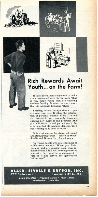 1950 Print Ad of Black Sivalls & Bryson Inc Farm Machinery