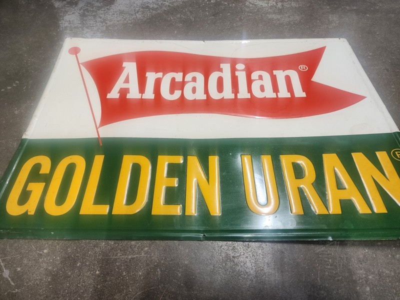 Vintage Rare Original ARCADIAN GOLDEN URAN Fertilizer Seed Sign 20" X 28" gallery