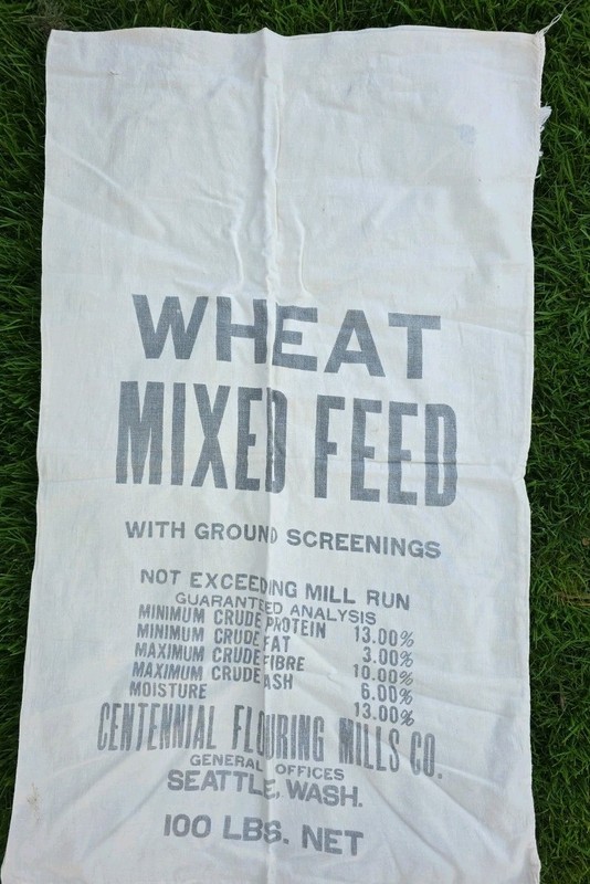 Vintage Cloth Wheat Mixed Feed Sack Seattle Wash. 100 Lbs.