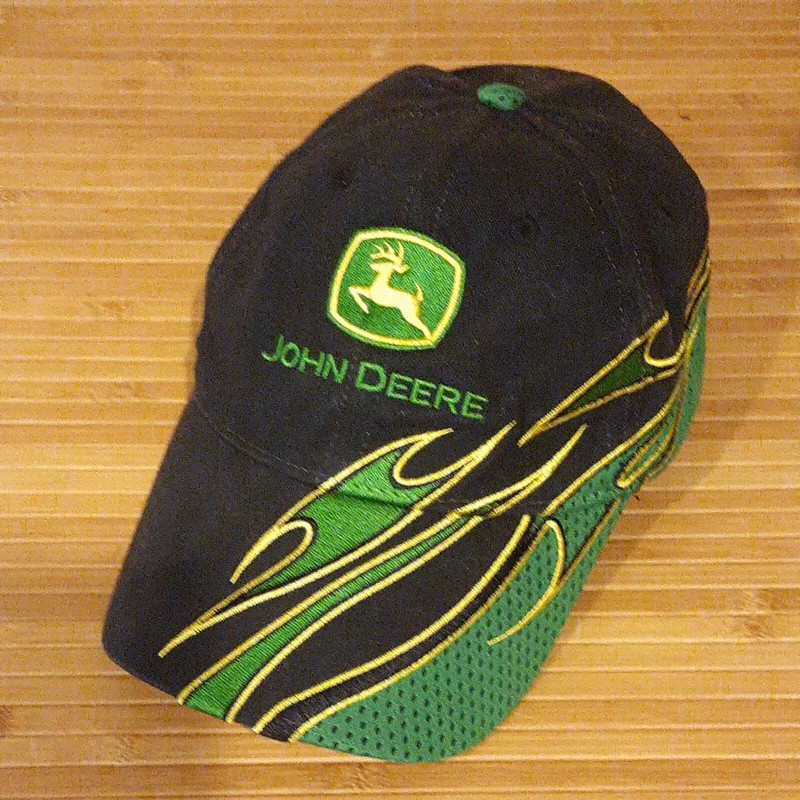 John Deere 2014 Youth O/S Hat Baseball Cap Adjustable Black, Green, Yellow flame