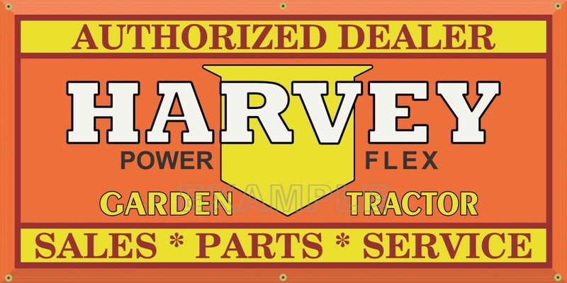 HARVEY GARDEN TRACTORS EQUIPMENT DEALER SALES OLD VINTAGE SIGN REMAKE BANNER