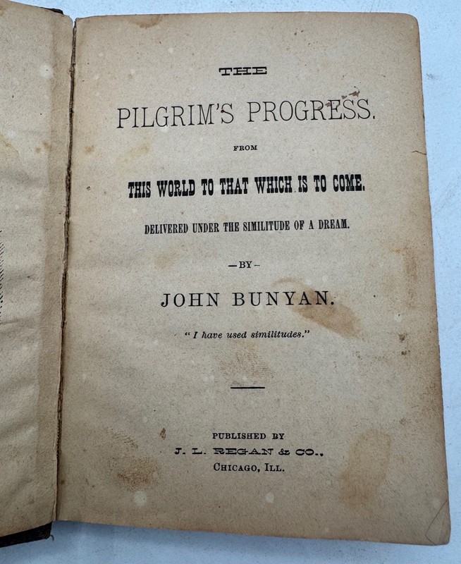 Antique Pilgrim’s Progress John Bunyan c1880–1900 J.L. Regan Chicago