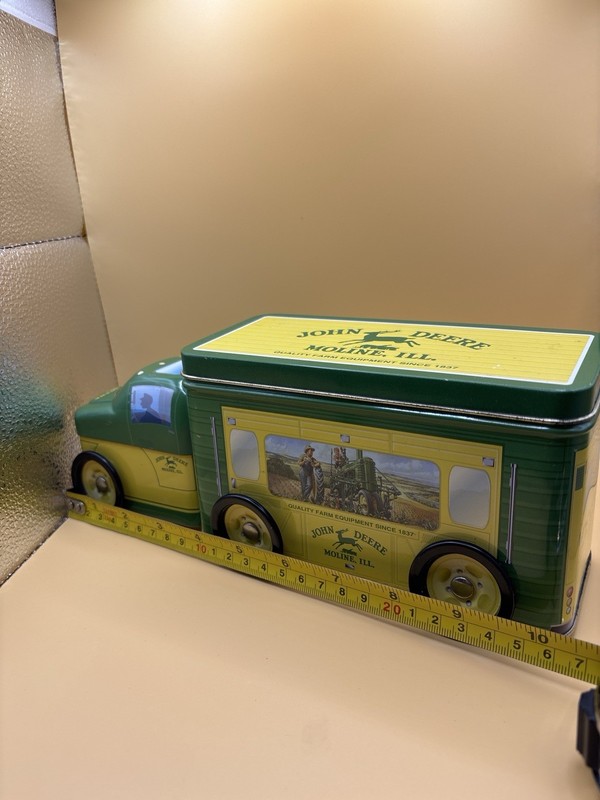 Vtg John Deere Semi Truck Trailer Tin 2 Compartment Storage Tractor Decor gallery