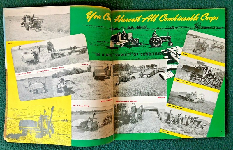 JOHN DEERE COMBINE CATALOG c.1946 + c.1941 Advertising Sheet for SWEEP RAKE gallery