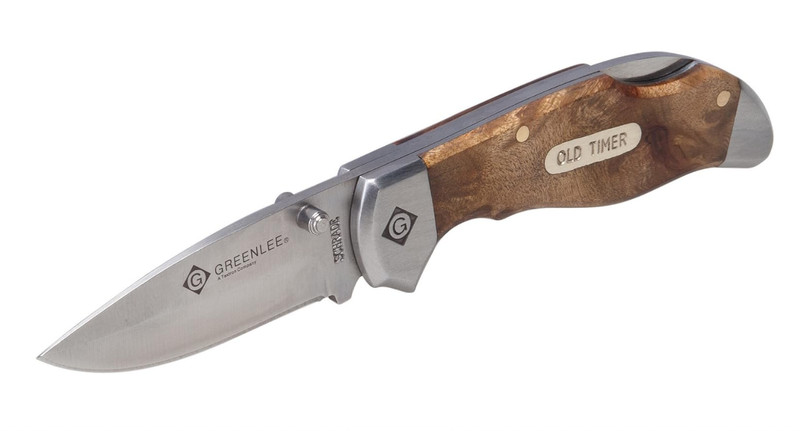 Greenlee 0652-24 Wood Drop Point Pocket Knife Natural Wood