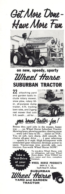 1960 Wheel Horse Suburban Tractor: Get More Done Vintage Print Ad