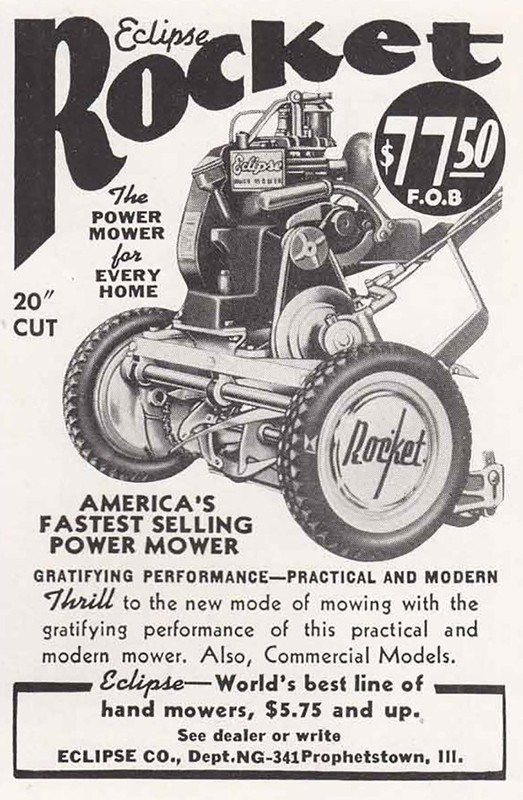 1941 Eclipse Rocket Mower: Power Mower for Every Home Vintage Print Ad