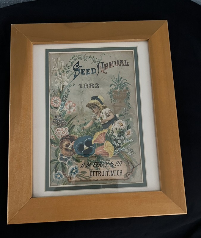 SEED ANNUAL 1882 ADVERTISING CATALOGUE FRAMED D.M. FERRY & CO. DETROIT MICHIGAN