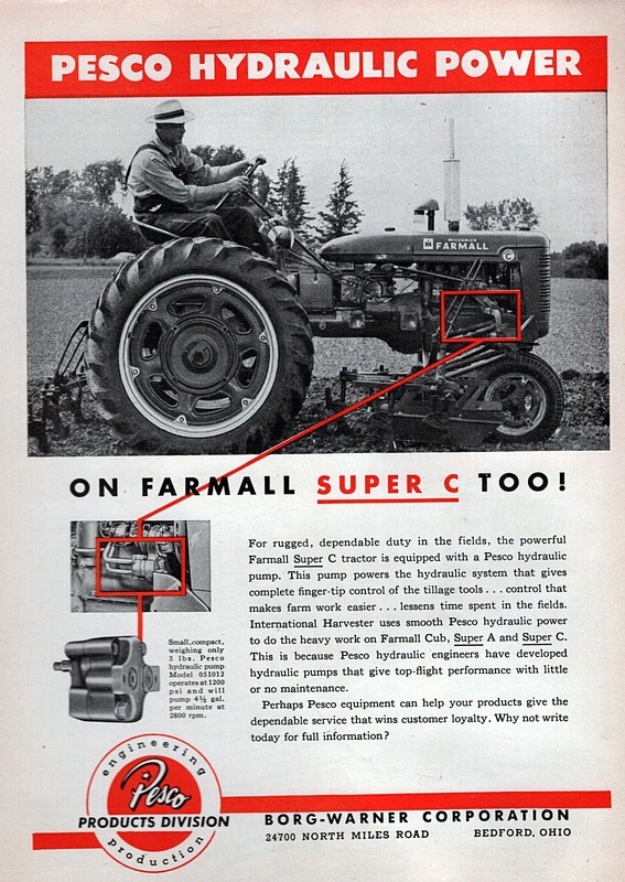 1952 International Farmall Super C Tractor Original Borg Warner Print Ad