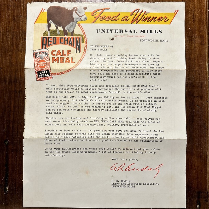 Universal Mills Red Chain Feeds Letter & Instructions – Calf Meal