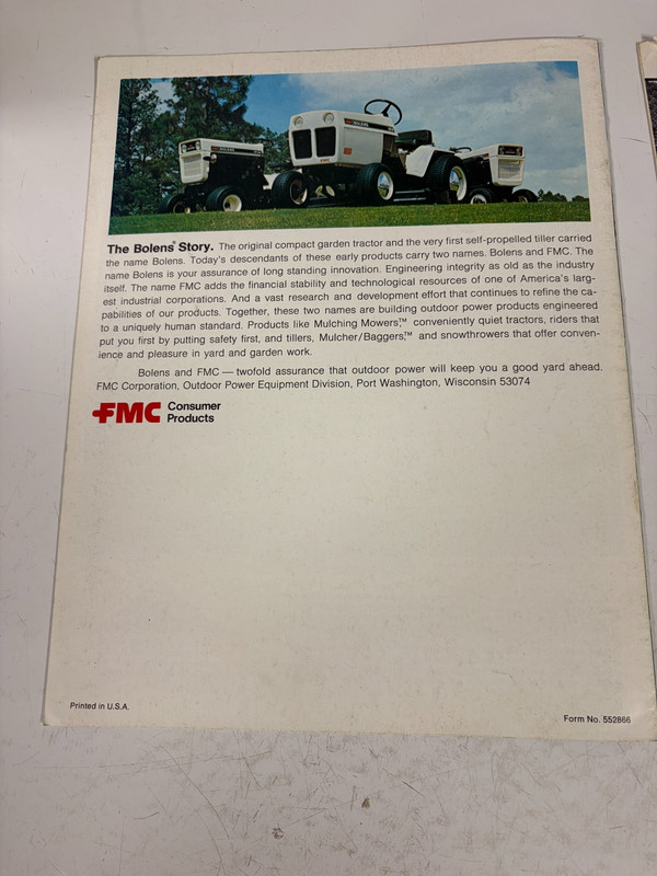 3 - Bolens and FMC Garden Tractor Dealers Sales Brochure Vintage 1970's 1960's gallery