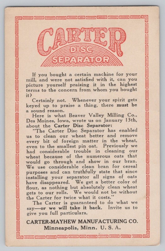 Carter Disc Separator Carter Mayhew Mfg Co April Calendar Trade Card 3.5x5.75" gallery