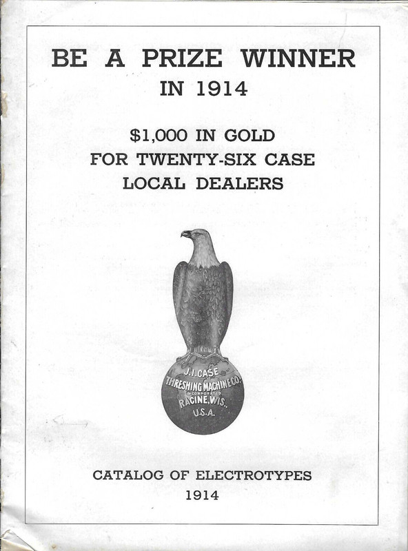 1914 JI CASE DEALER CONTEST BOOKLET! ELECTROTYPE CATALOG! TRACTORS/CARS/THRESHER