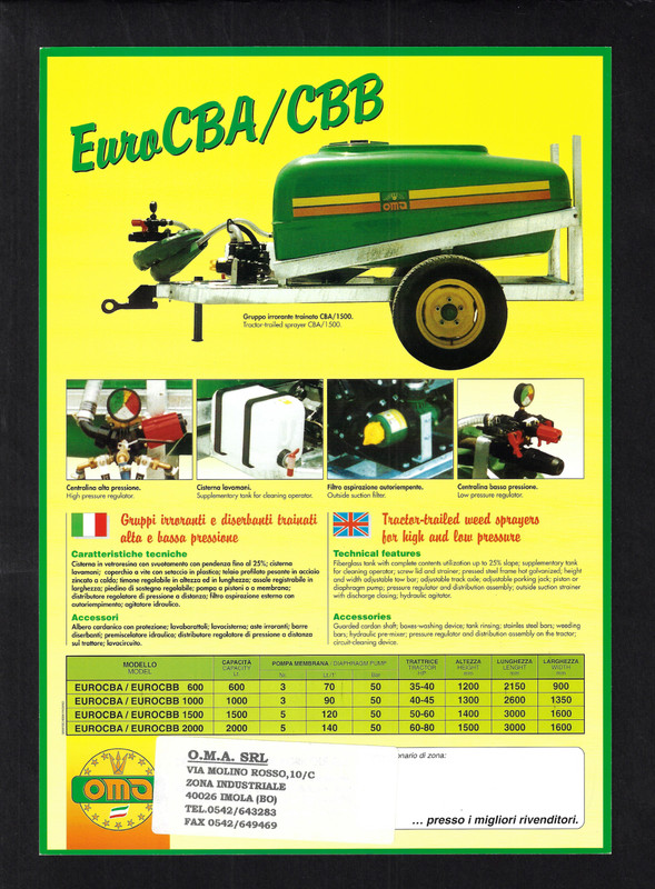 OMA ITALY EURO CBA/CBB SPRAYERS FLYER/BROCHURE gallery