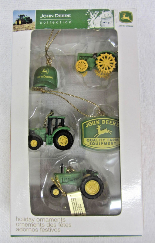 Vtg John Deere Miniature Tractor Ornaments Enesco Christmas 5 Pc Mini Set NIB