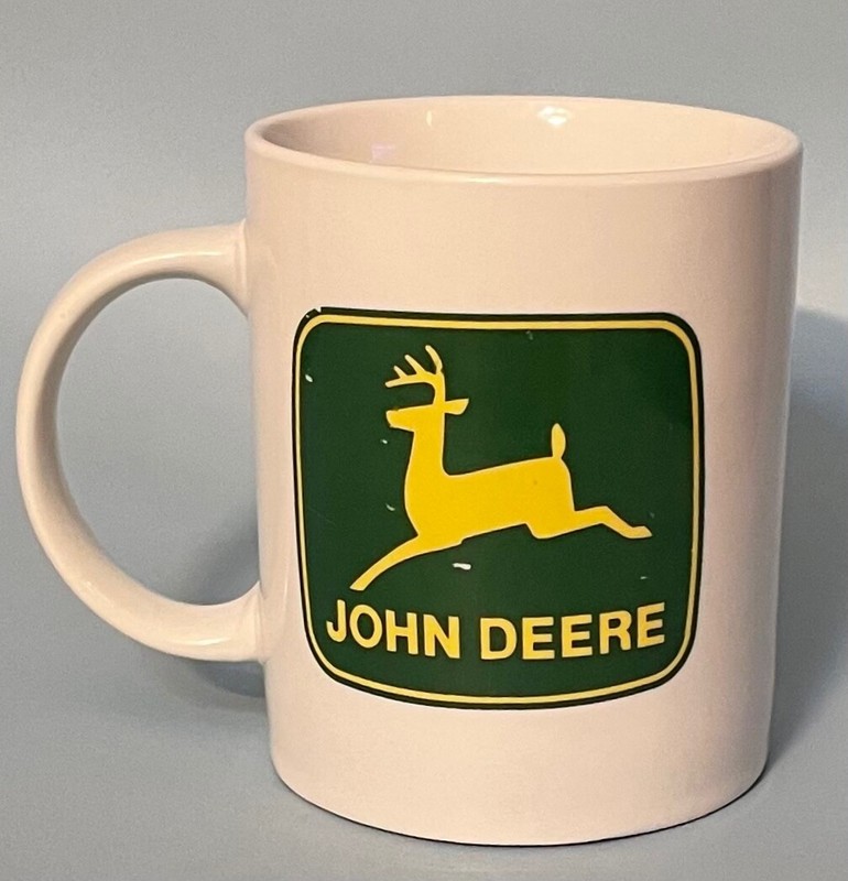 Vintage John Deere Coffee Mug. White With Green Logos. Licensed By Gibson.