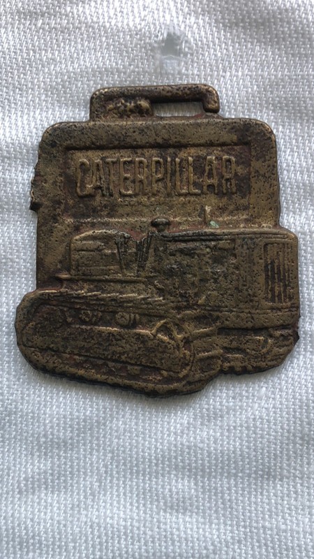 Vintage Caterpillar Tractor Co. Peoria Illinois Brass Watch Fob