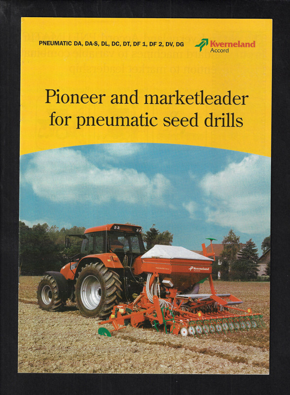 KVERNELAND PNEUMATIC SEED DRILS 16 PAGE BROCHURE 10/99