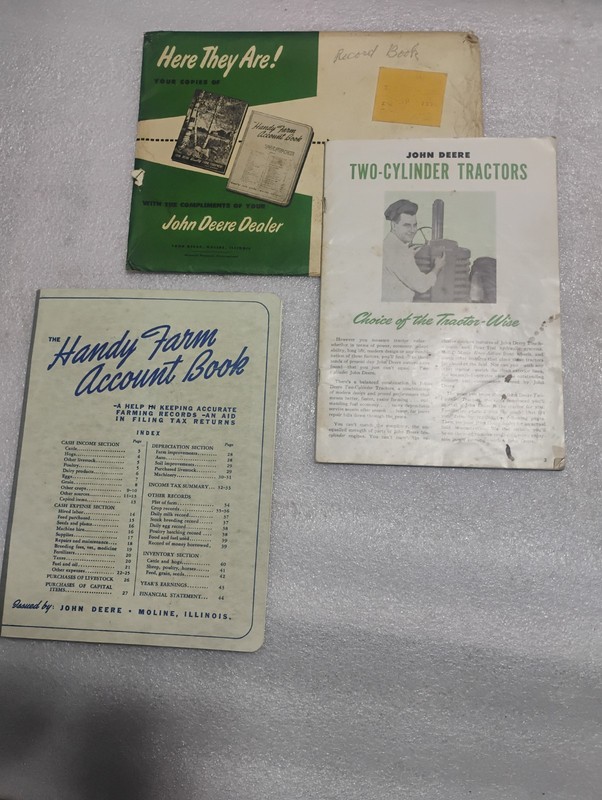 Original John Deere Tractor Sales Brochure, Handy Farm Book & Envelope 1953 1954