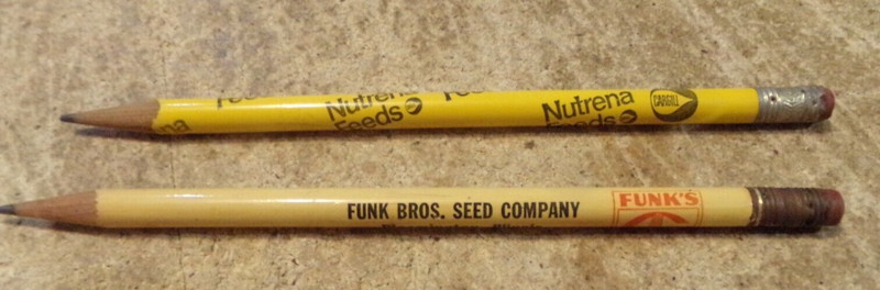 2-lot cargill nutrena feeds + funk bros. seed co. bloomington,il. pencils used