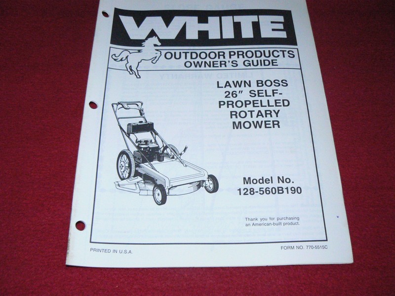Oliver White Tractor 26″ Lawn Boss Operator’s Manual Model #128-560B190