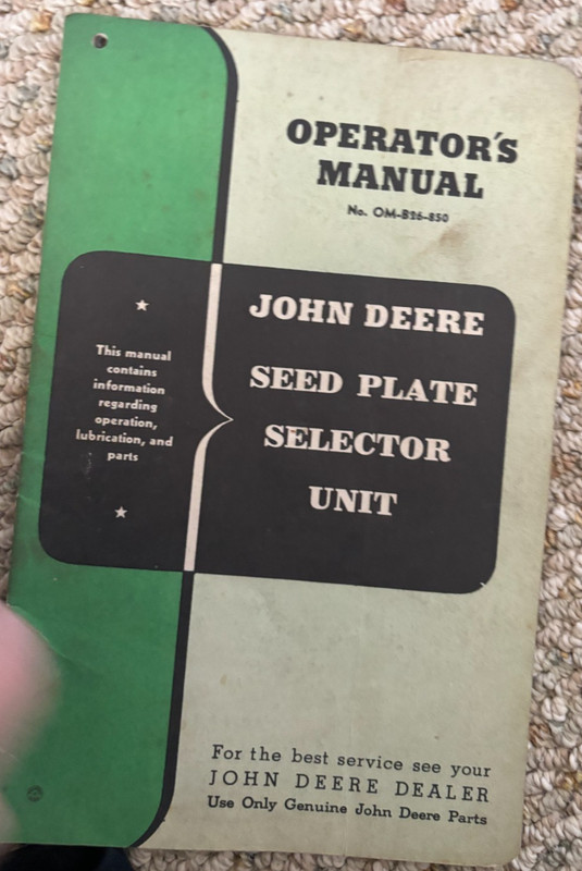 John Deere Seed Plate Selector Unit Operator’s Manual MWPA26