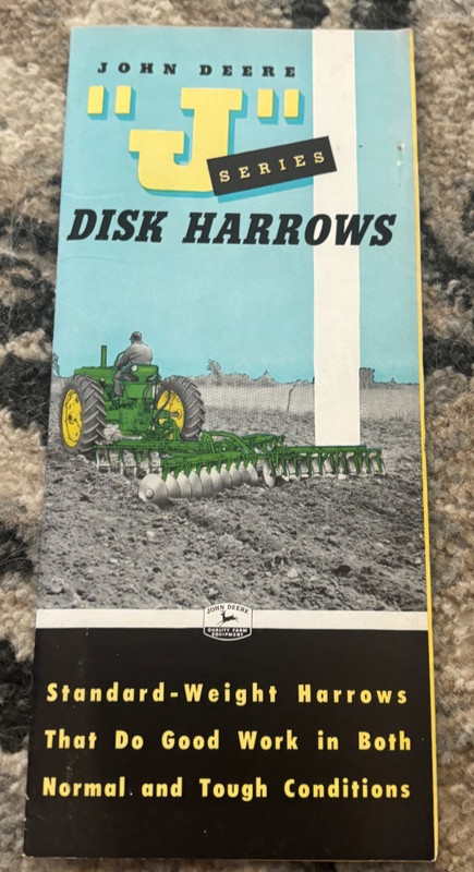 John Deere J Series Disk Harrows For 1953 Brochure FCCA25
