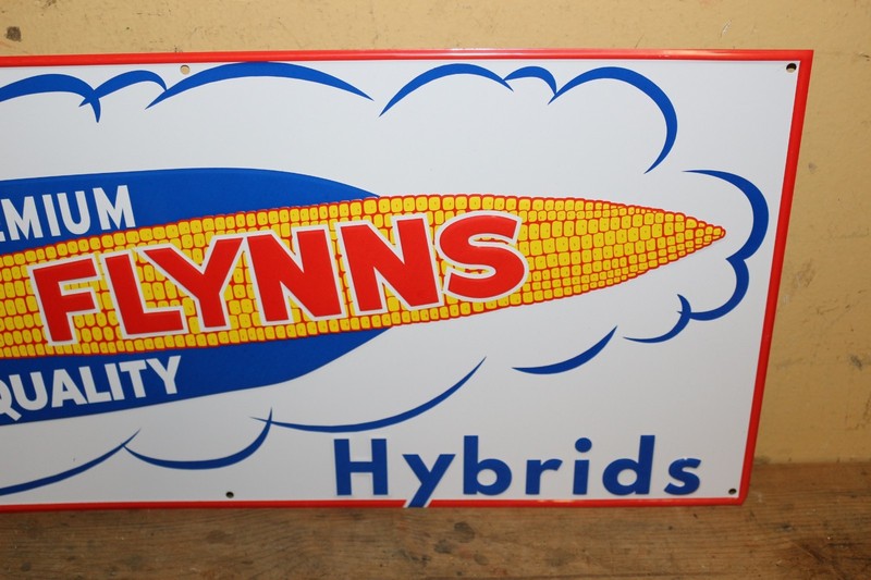 Flynns Premium Quality Hybrids Rocket Seed Corn Farm 20" Embossed Metal Sign gallery