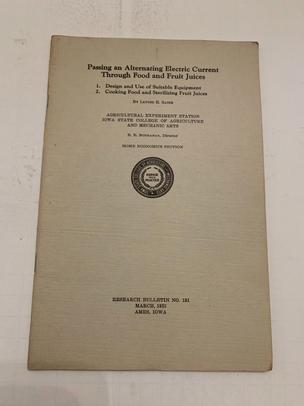 1935 Passing Alternating Electric Current Through Food ISU Agricultural Booklet
