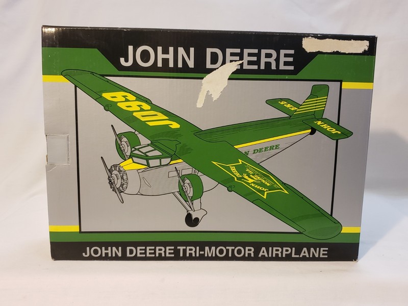 NIB John Deere Tri-Motor Airplane Die-Cast Metal Coin Bank Spec Cast
