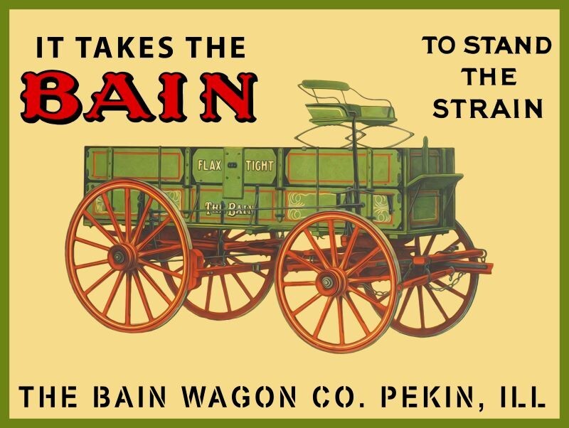 The Bain Wagon Co. of Pekin, Illinois NEW STEEL Sign: 12×16″ Made in USA