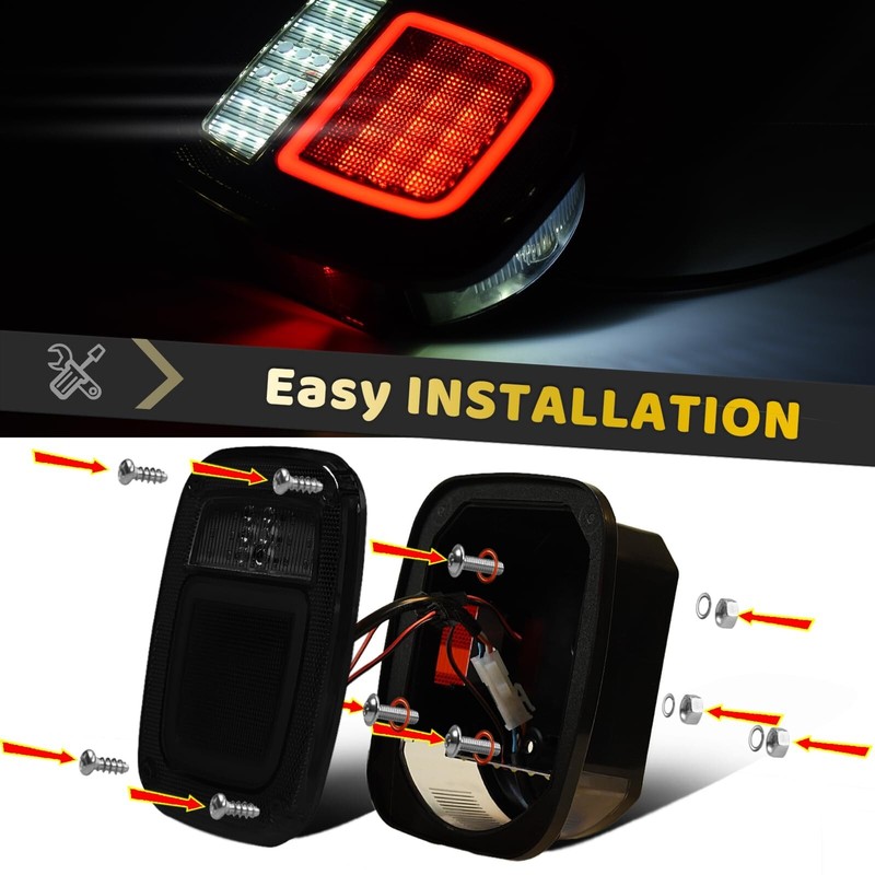 2Pcs Square Smoked Lens LED Halo Brake Stop Running/Reverse/License Plate/Cle... gallery