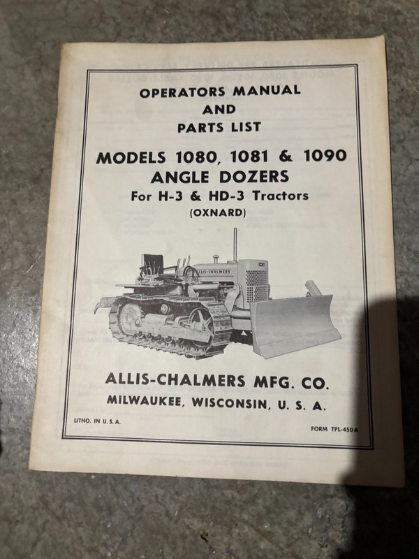 Allis Chalmers 1080 1081 1090 Angle Dozers Operator’s Manual MWPA26