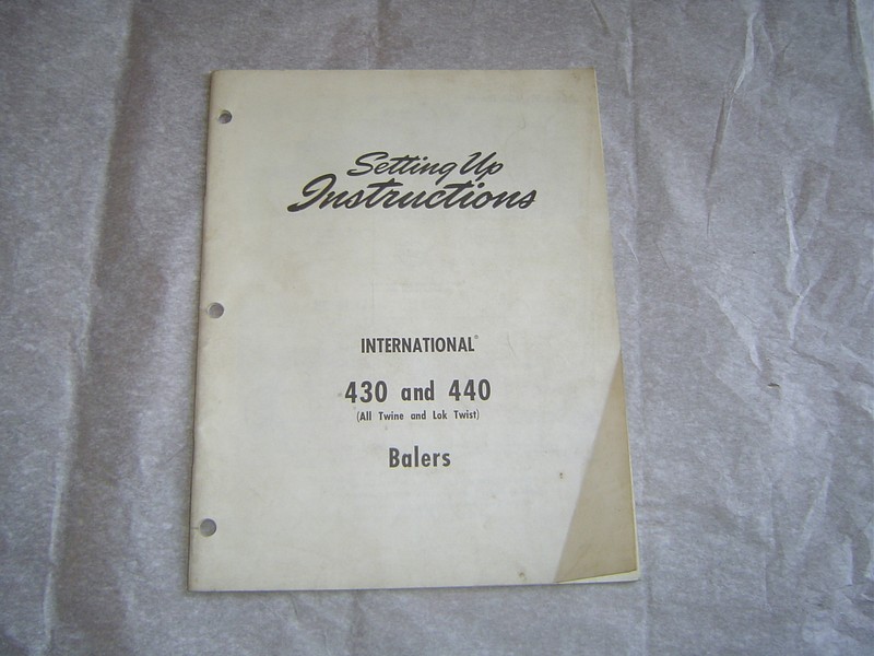 IH International 430 440 balers set up instruction manual