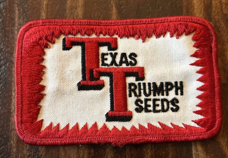 Vintage Texas Triumph Farm Seed Embroidered Sew On Patch 4 1/2″ x 2 3/4”