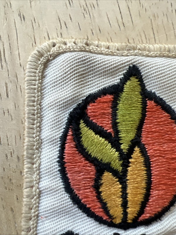 Vtg Embroidered Cloth GOLDEN HARVEST SEED Farmer Patch gallery